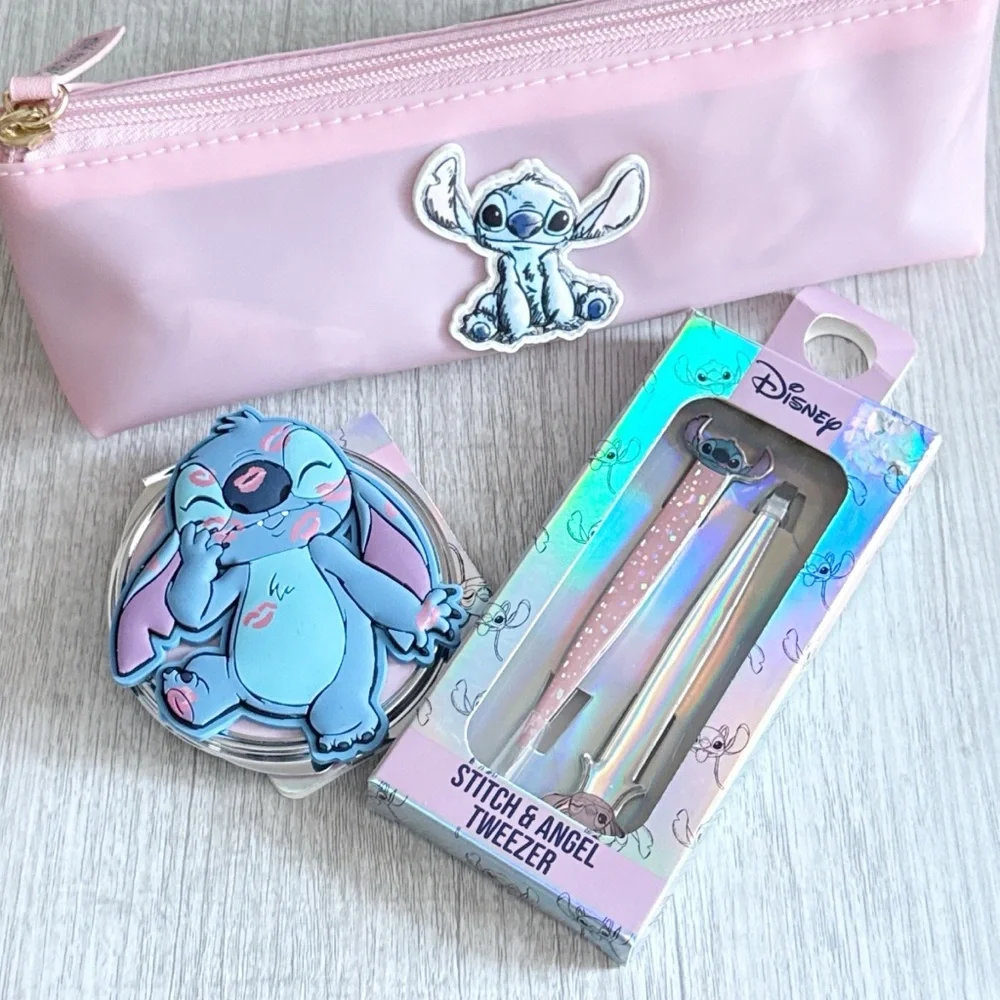 Stitch Bundle Cosmetic Bag Compact Mirror Stitch Angel Tweezers Beauty Kawaii